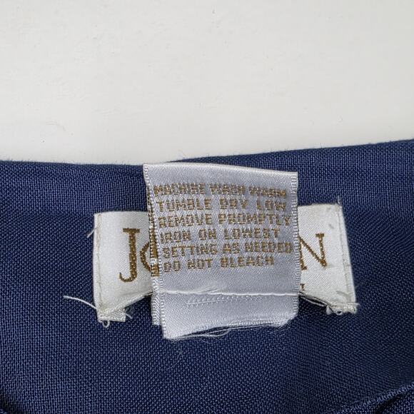 Vintage Jordan Women's 16W 100% Linen Boxy Button-Up Top Navy Blue Cottagecore - Picture 4 of 8